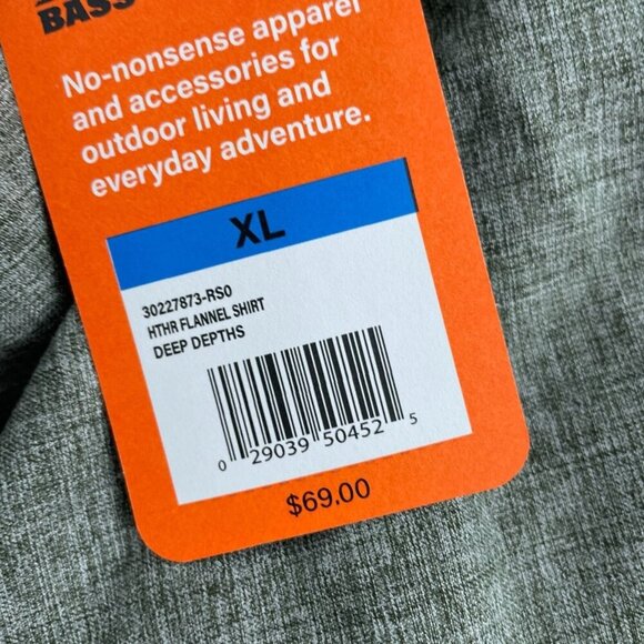 Bass Outdoor Mens XL Flannel Shirt Deep Depths Green Button-Up Long Sleeve 6051 - Picture 5 of 10